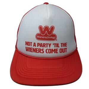 Clipper Trucker Hat Red White OS Mesh Snapback Wienerschnitzel Party Graphic